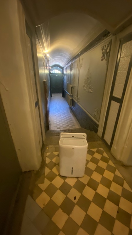 Осушитель Ballu в парадной дома старого фонда со сводчатым потолком